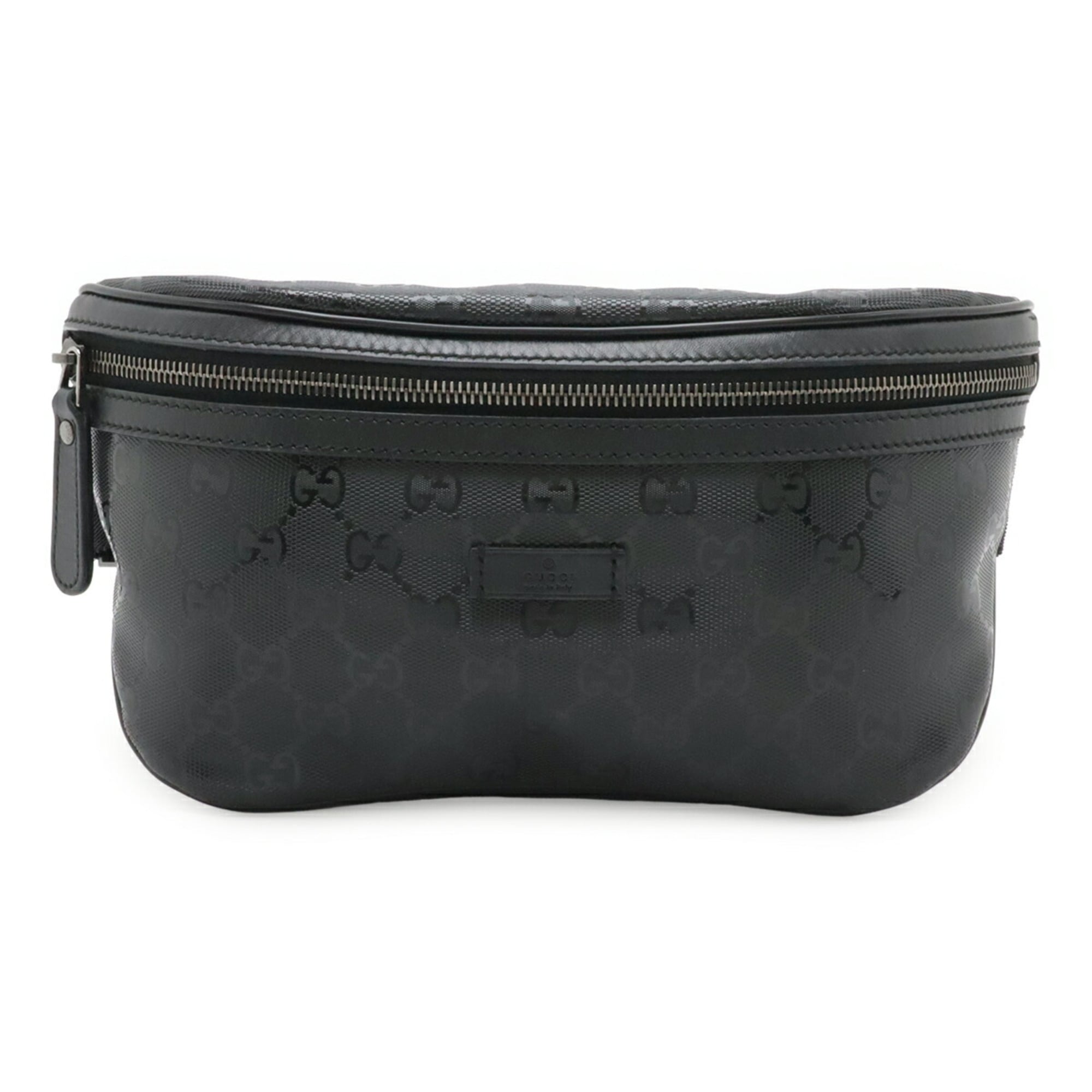 Gucci Gg Imprimé Black Coated Canvas Pvc Leather Fanny Pack Pouch Sling Bag (Pre-Owned)