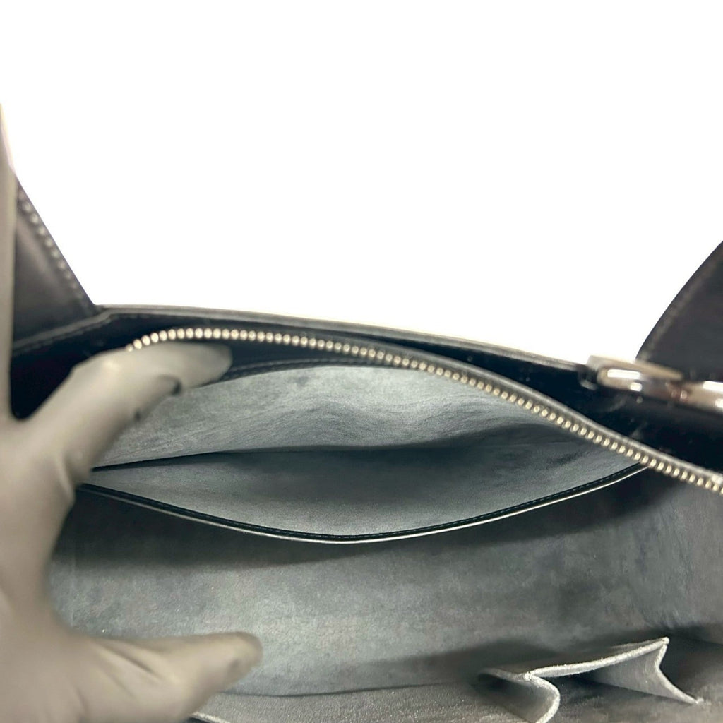 Louis Vuitton Black Leather Handbag Shoulder Bag Tote Bag