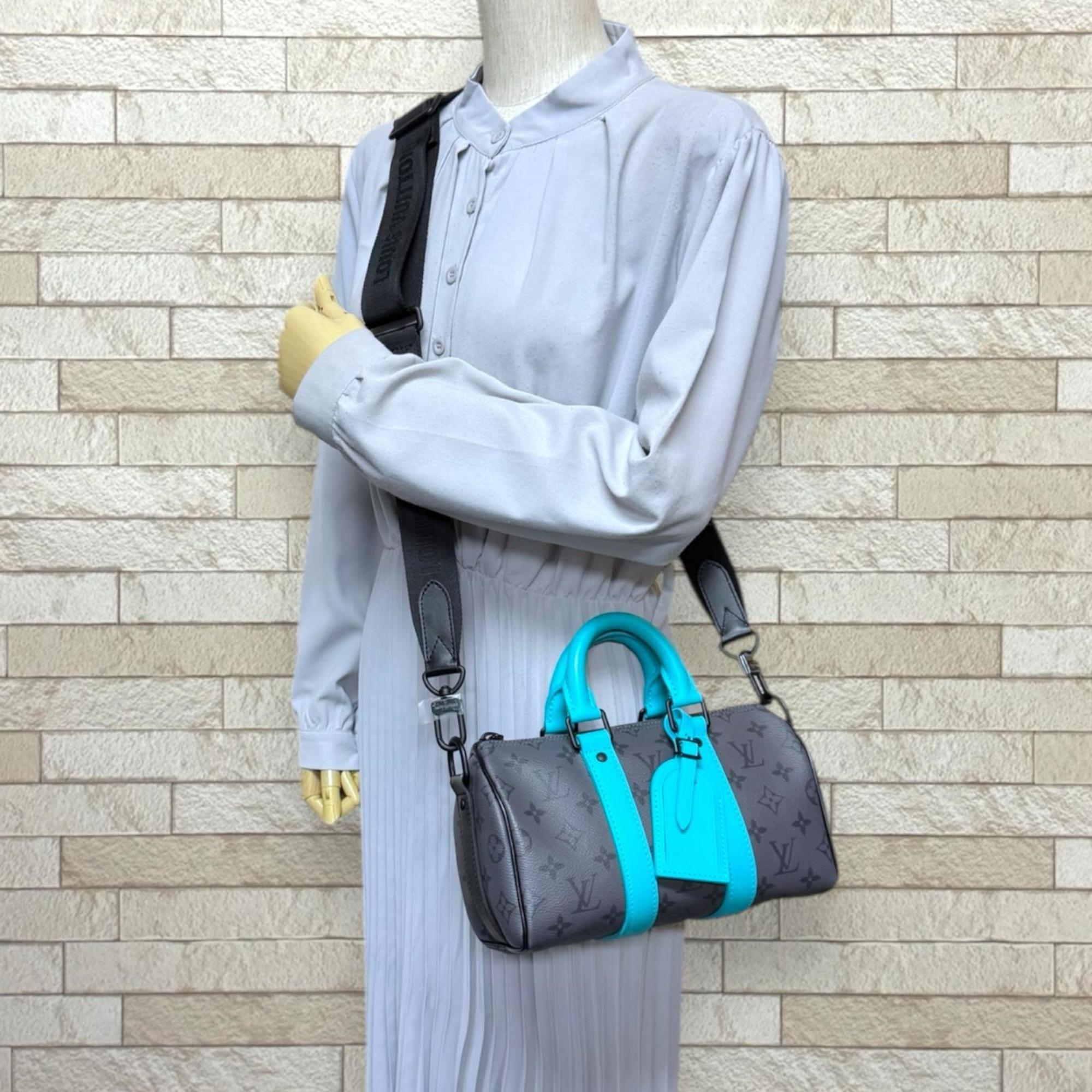 Louis Vuitton Gray Monogram Eclipse Turquoise Monogram Eclipse Shoulder Bag