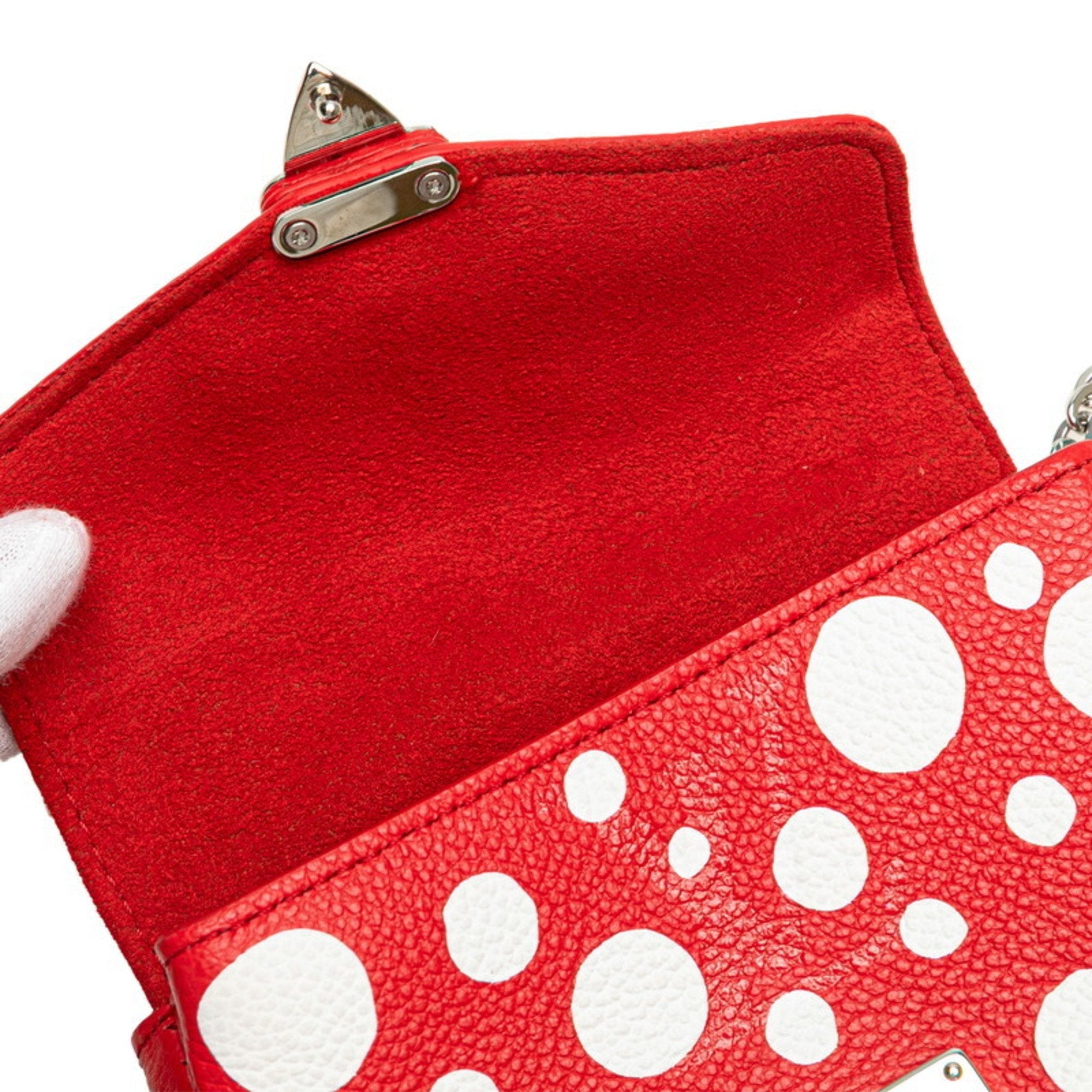 Louis Vuitton Yayoi Kusama Red Color White Leather Handbag Shoulder Bag