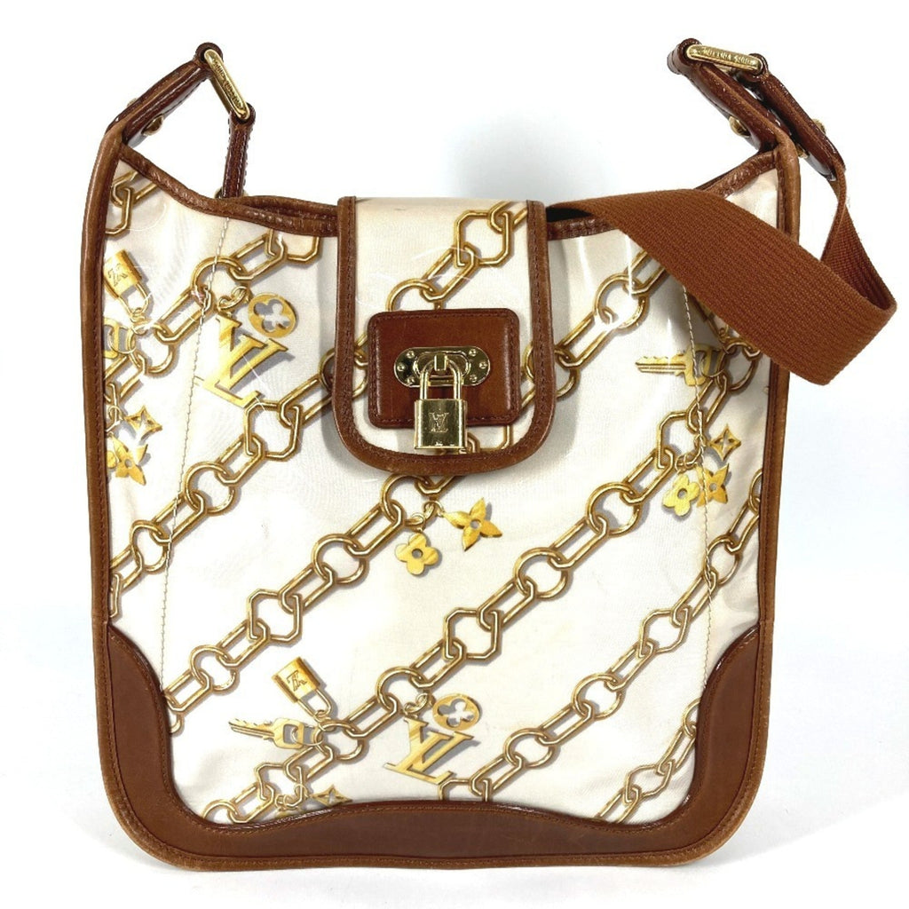 Louis Vuitton Brown White Vinyl Leather Shoulder Bag