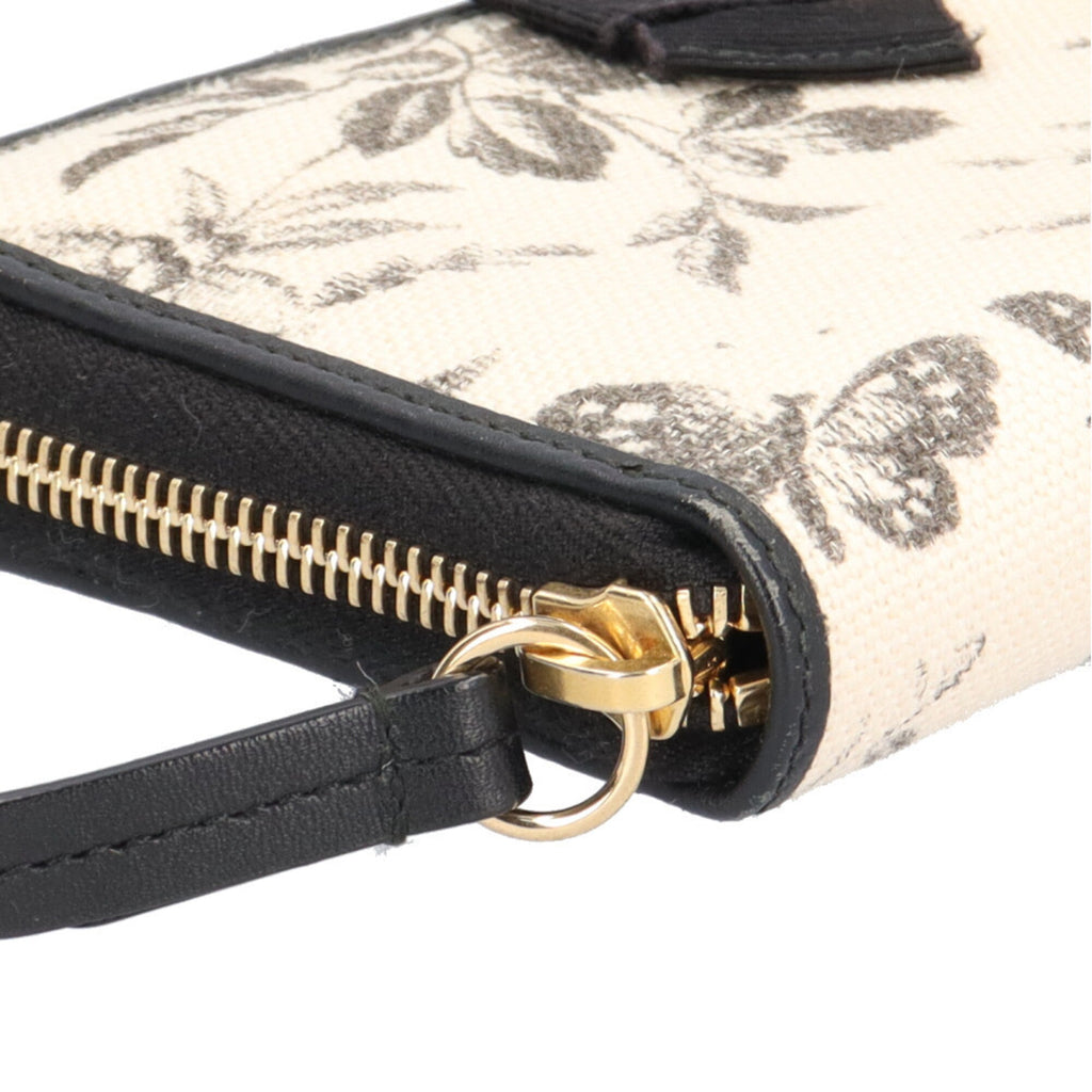 Gucci Beige Black Canvas Long Wallet (Bi-Fold) (Pre-Owned)