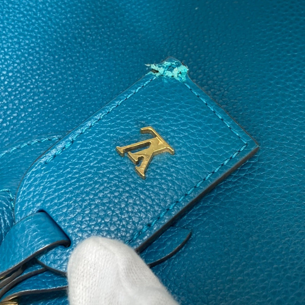 Louis Vuitton Blue Leather Handbag Shoulder Bag Tote Bag