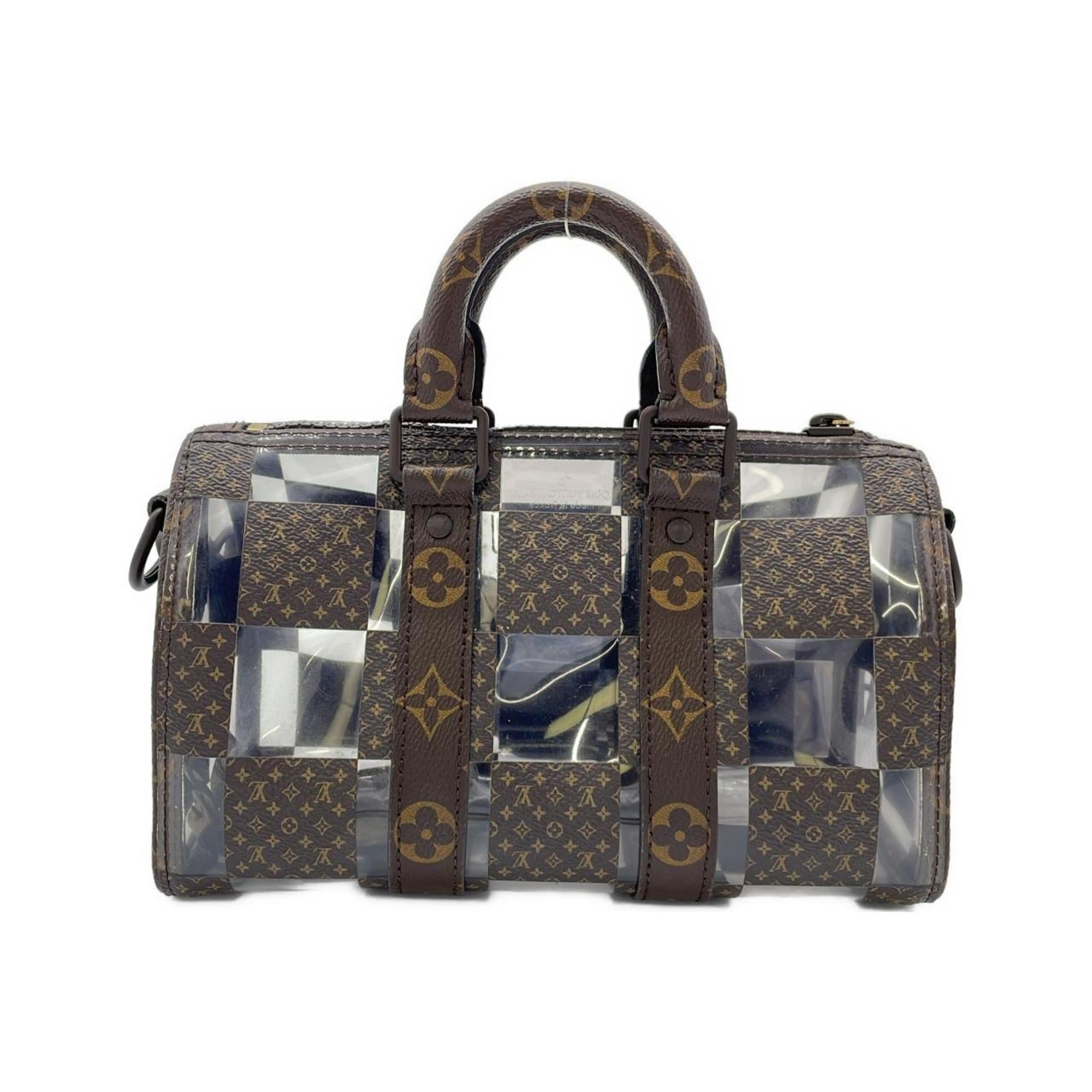 Louis Vuitton Marron Coated Canvas Pvc Boston Bag