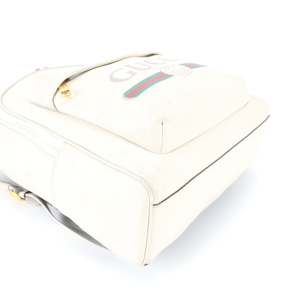 Gucci Black White Leather Backpack Shoulder Bag (Pre-Owned)
