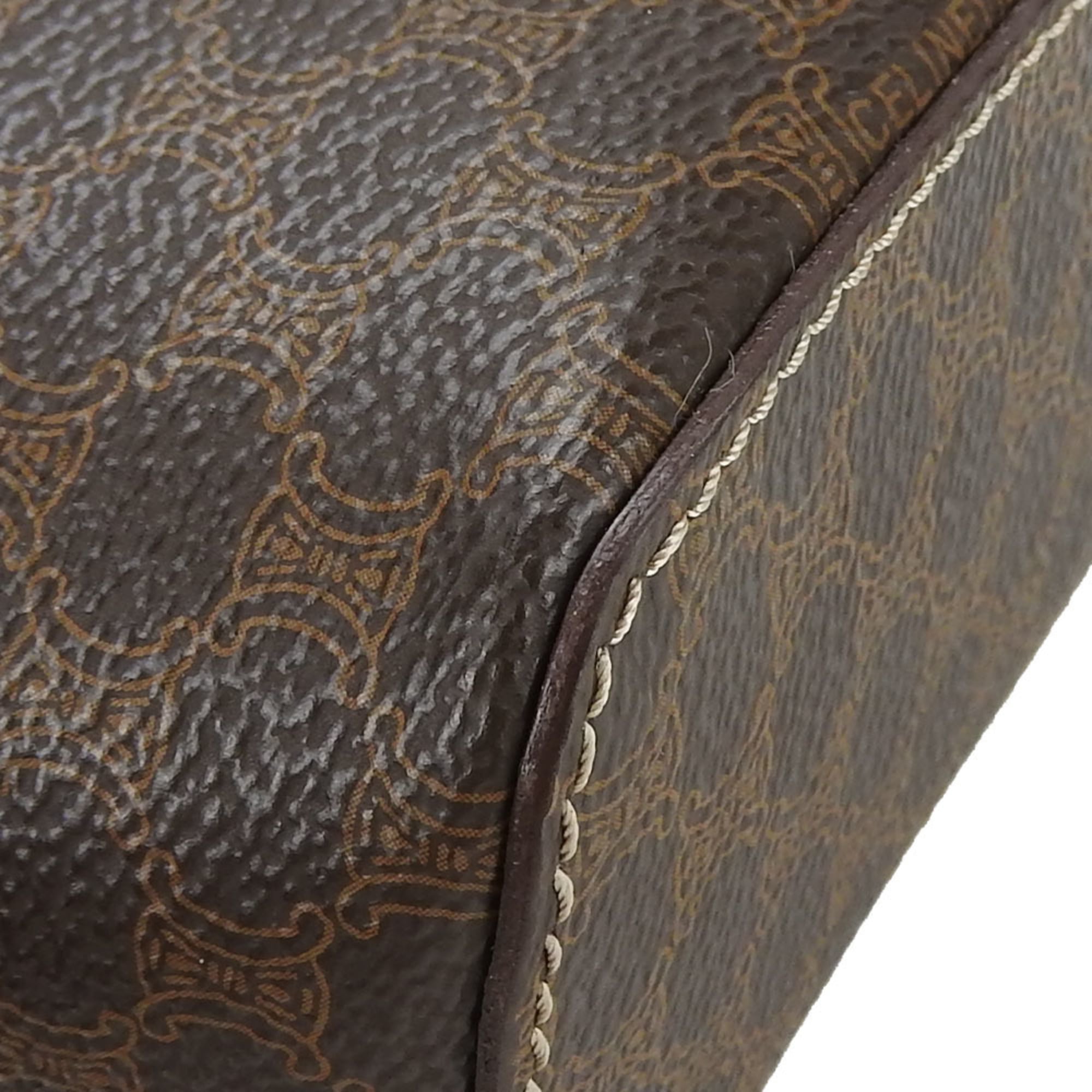 Celine Macadam Brown Pvc Leather Handbag Vanity Bag