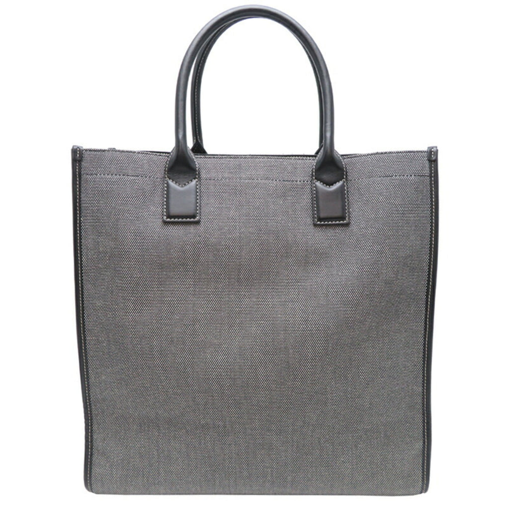 Burberry Gray Canvas Leather Tote Bag