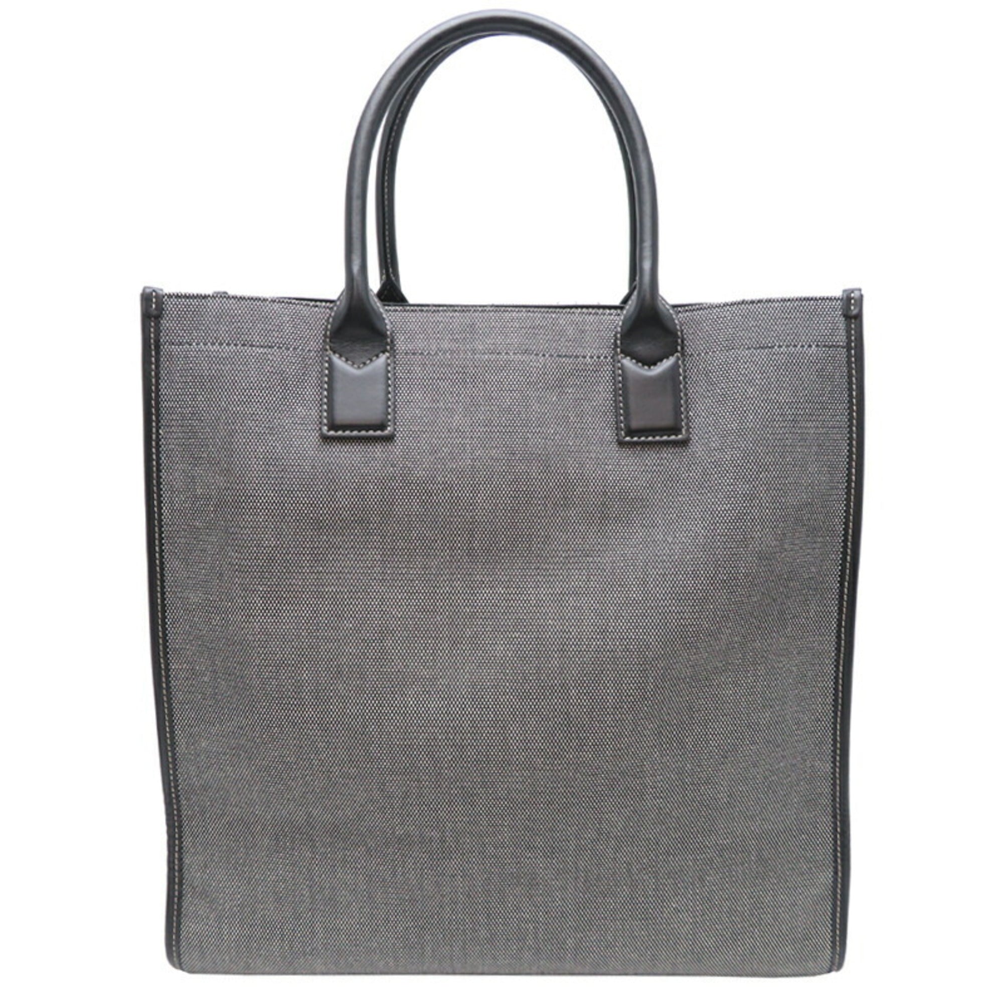 Burberry Gray Canvas Leather Tote Bag