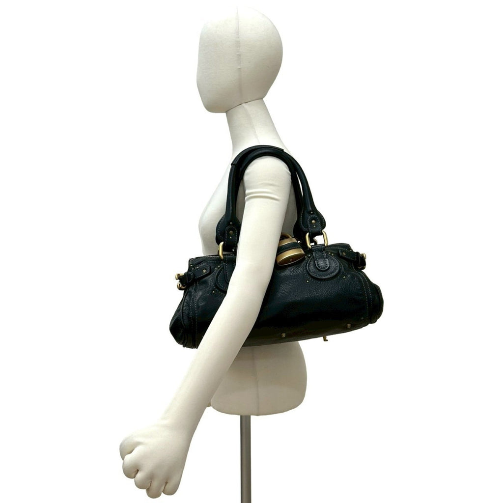 Chloé Black Leather Boston Bag Handbag Shoulder Bag (Pre-Owned)