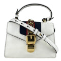 Gucci Navy Red Color White Leather Shoulder Bag (Pre-Owned)