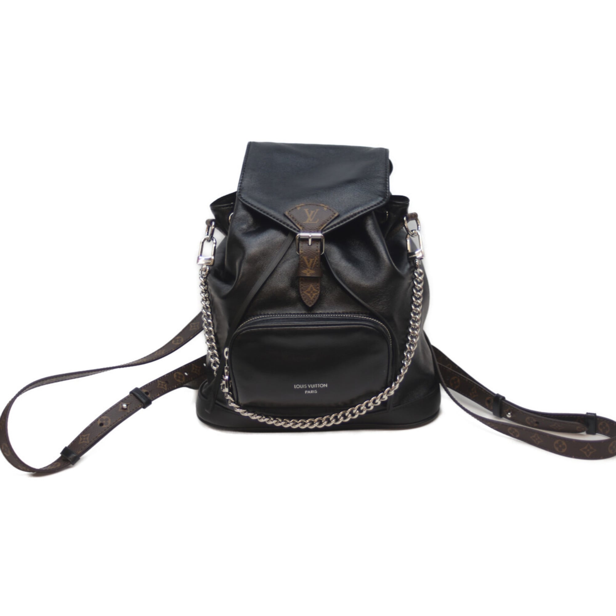 Louis Vuitton Black Brown Leather Backpack