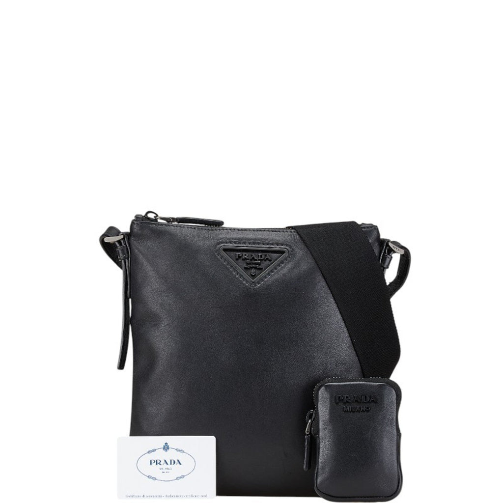 Prada Black Leather Pouch Shoulder Bag