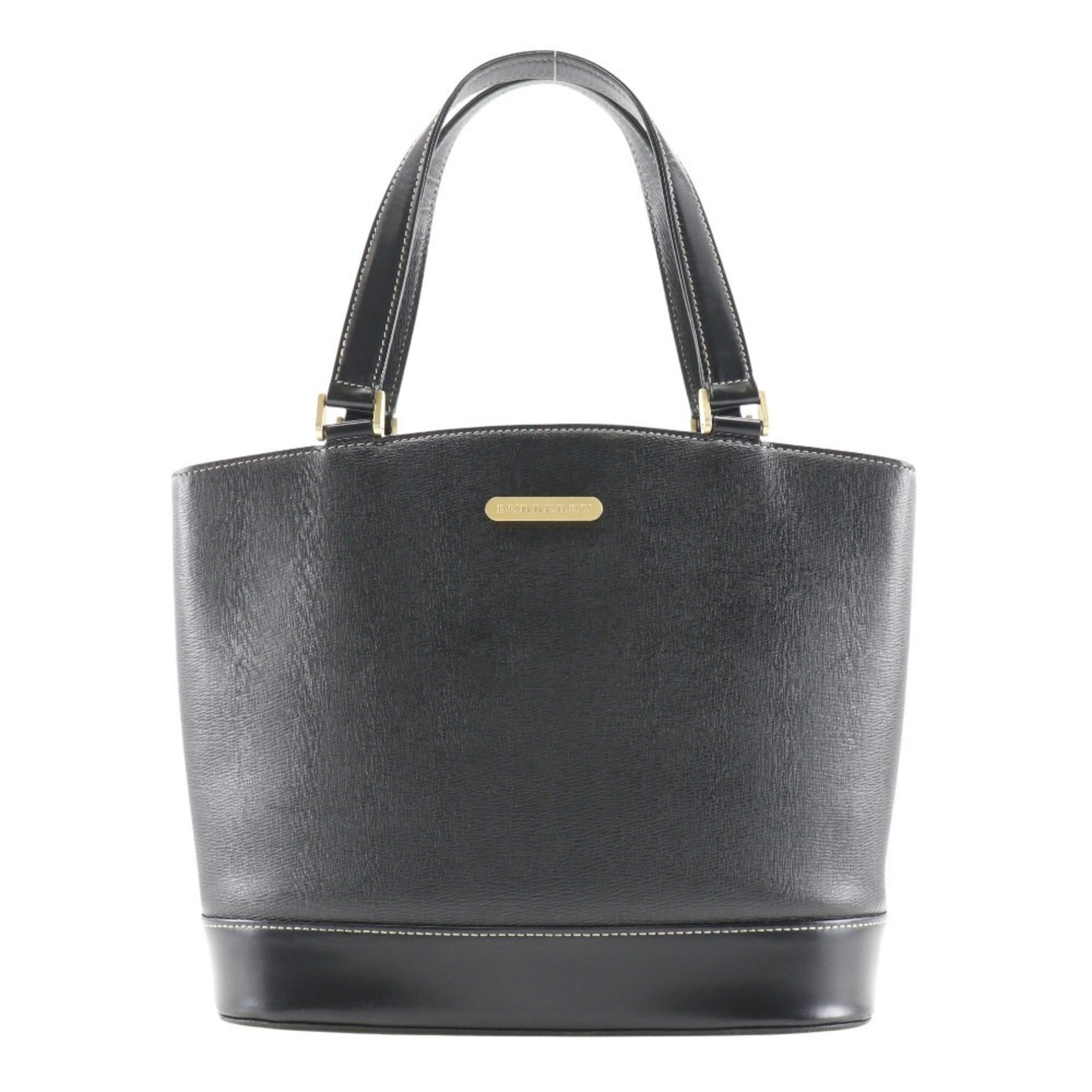 Burberry Black Leather Handbag Tote Bag