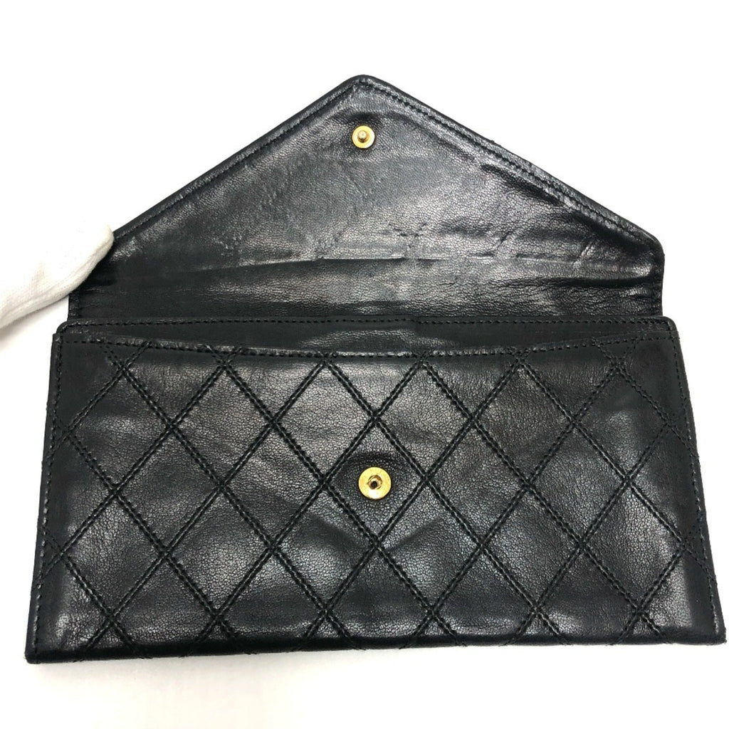Chanel Black Leather Long Wallet (Bi-Fold)