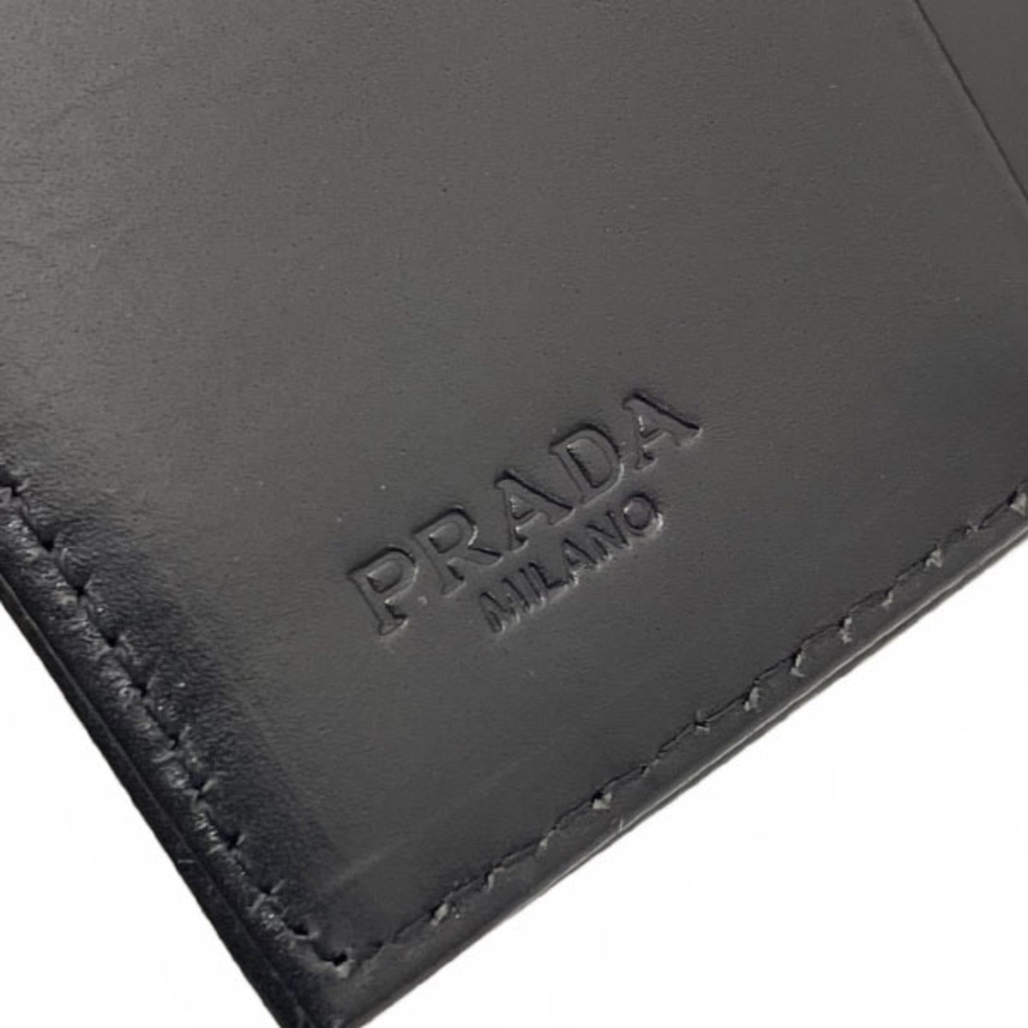 Prada Black Nylon Leather Wallet (Tri-Fold)