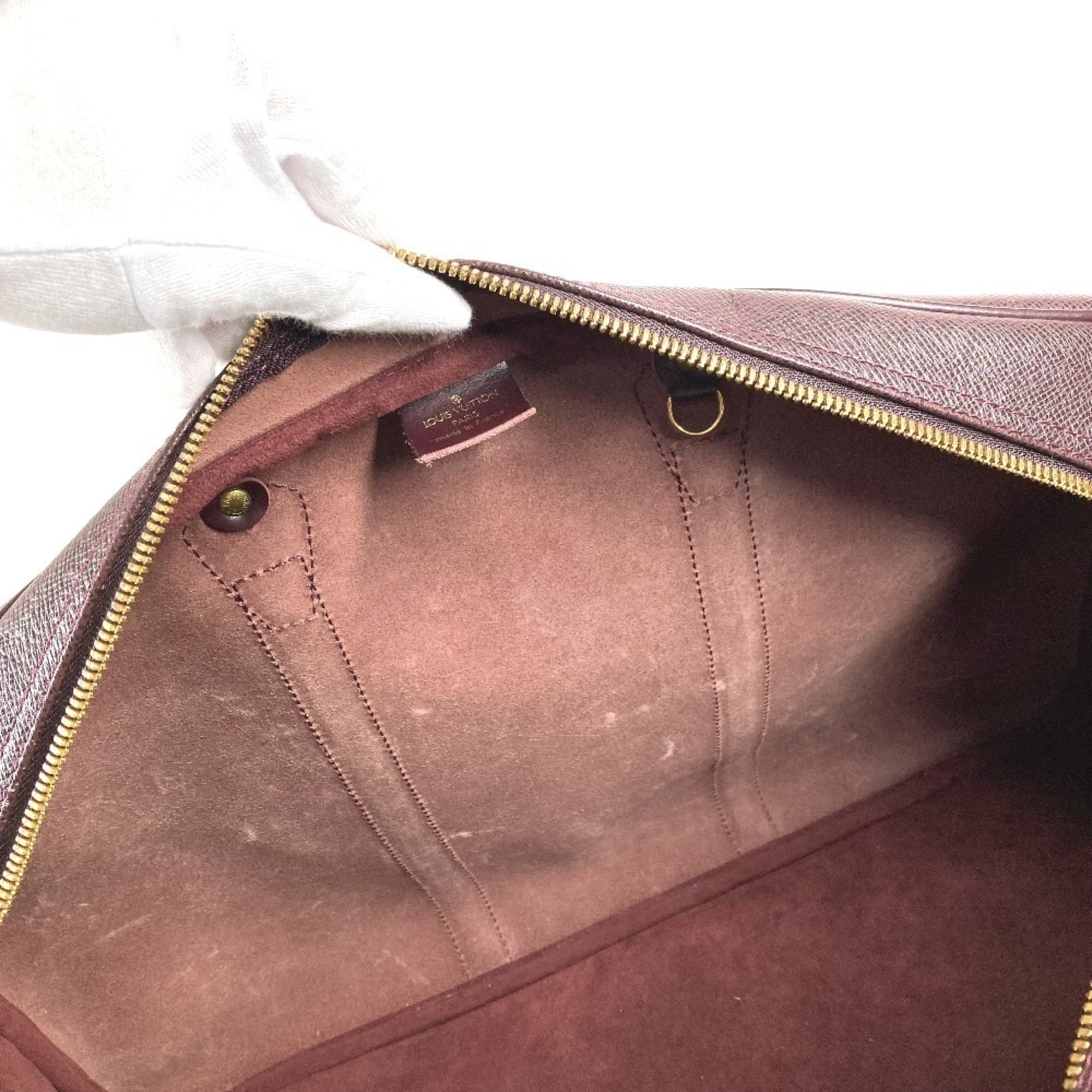 Louis Vuitton Acajou Purple Taiga Leather Boston Bag Shoulder Bag