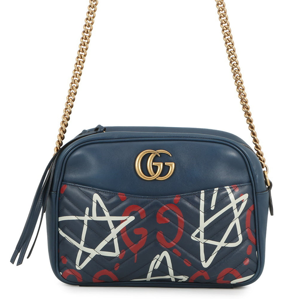 Gucci Blue Leather Handbag Shoulder Bag (Pre-Owned)