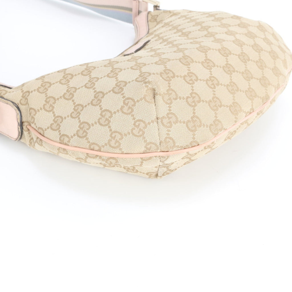 Gucci Beige Leather Canvas Handbag Shoulder Bag Tote Bag (Pre-Owned)
