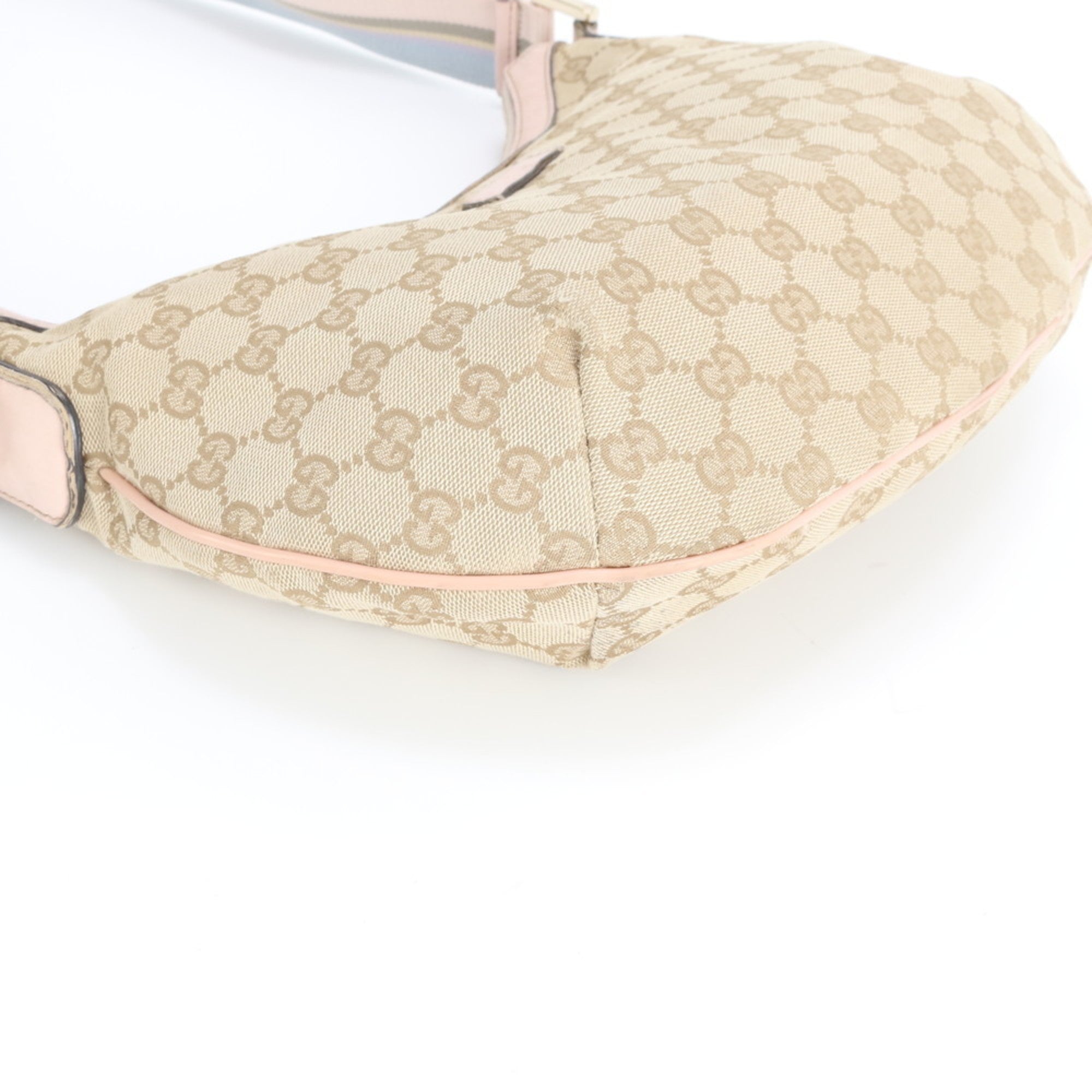 Gucci Beige Leather Canvas Handbag Shoulder Bag Tote Bag (Pre-Owned)