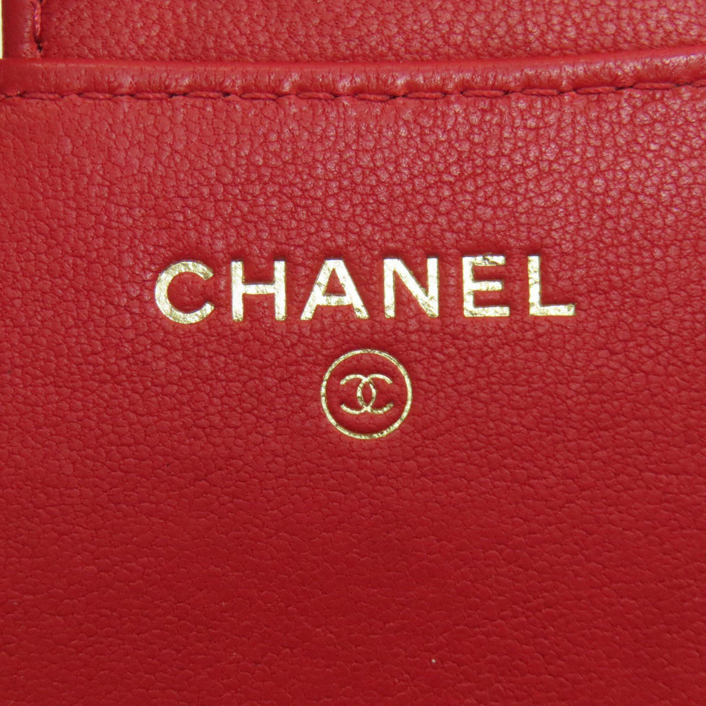 Chanel Red Color Leather Wallet (Bi-Fold)