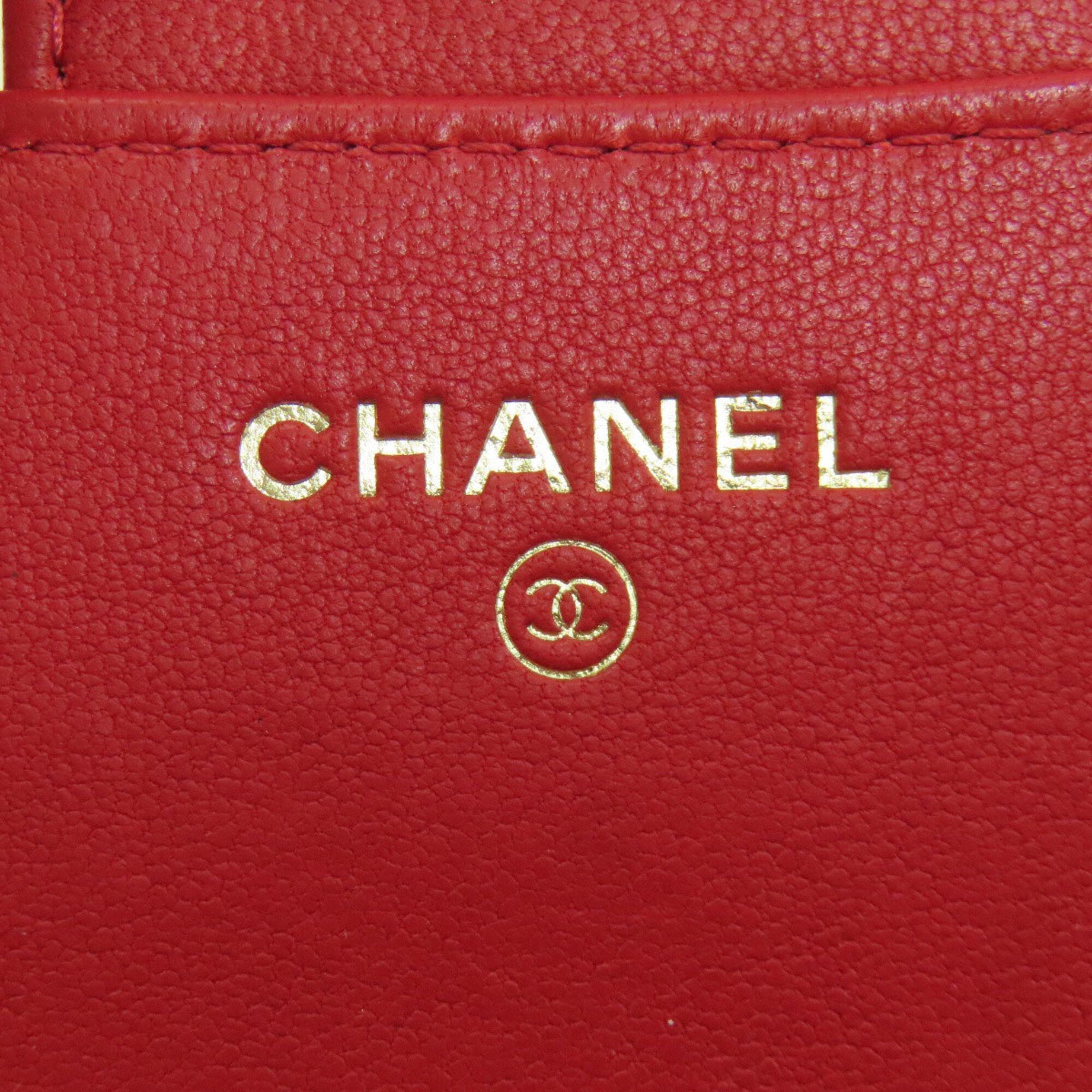 Chanel Red Color Leather Wallet (Bi-Fold)