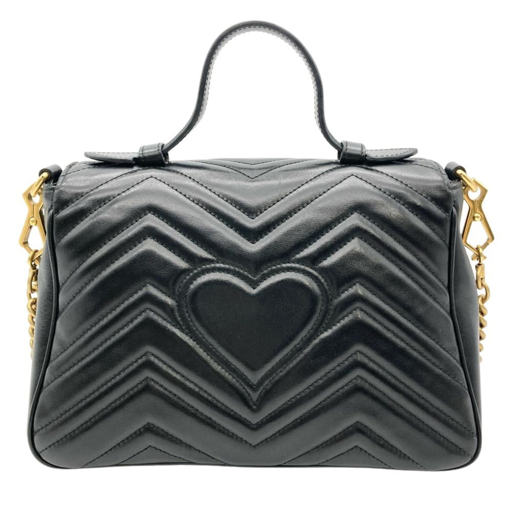 Gucci Gg Marmont Black Leather Handbag Shoulder Bag (Pre-Owned)