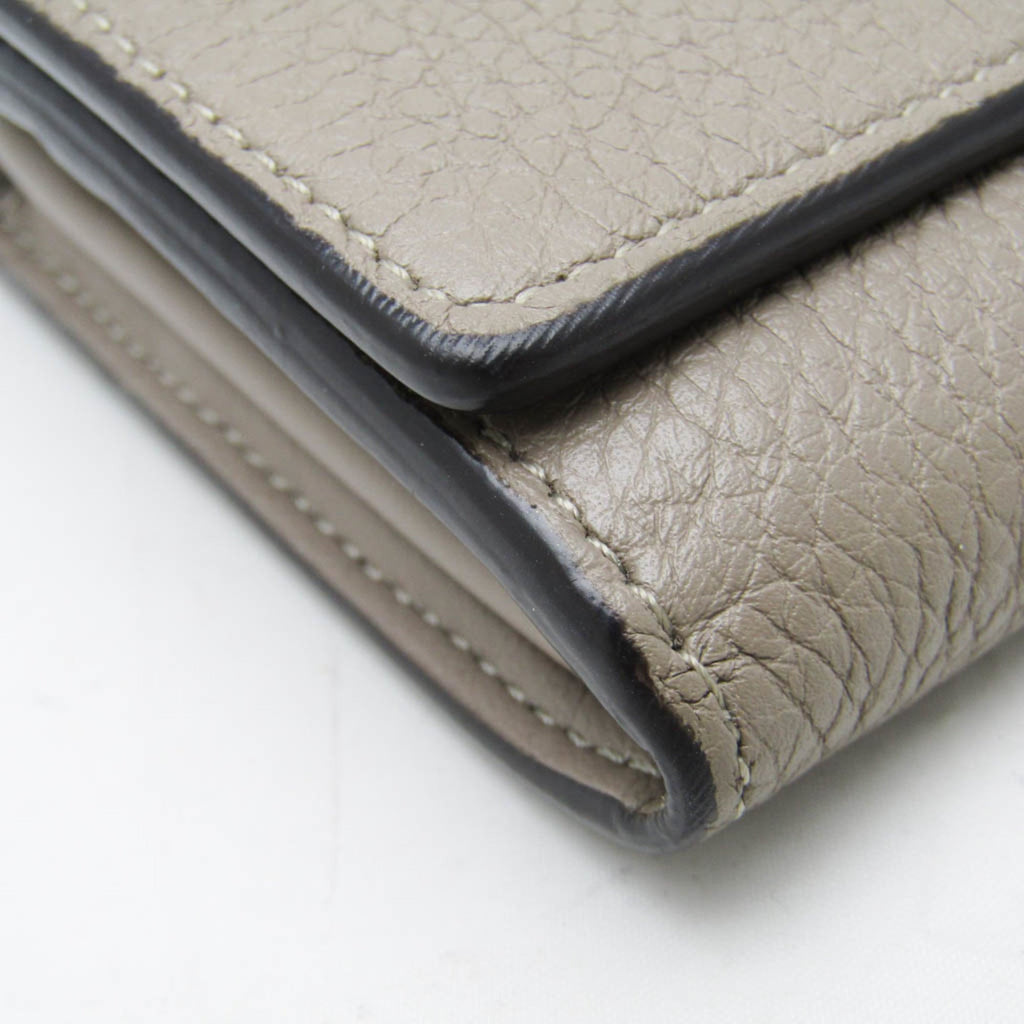 Fendi Beige Leather Long Wallet (Bi-Fold)