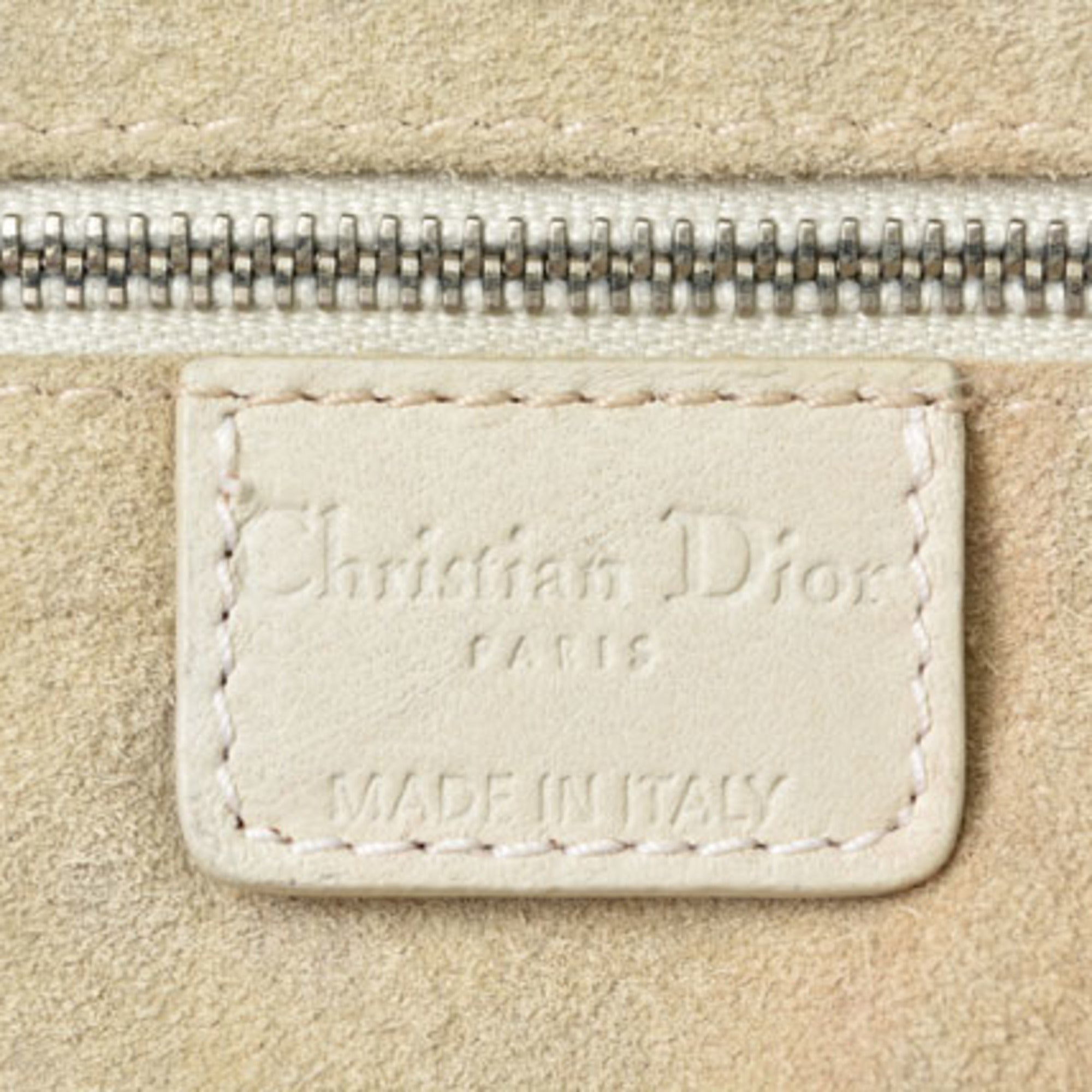 Christian Dior Lady Dior Silver White Leather Tote Bag (Pre-Owned)