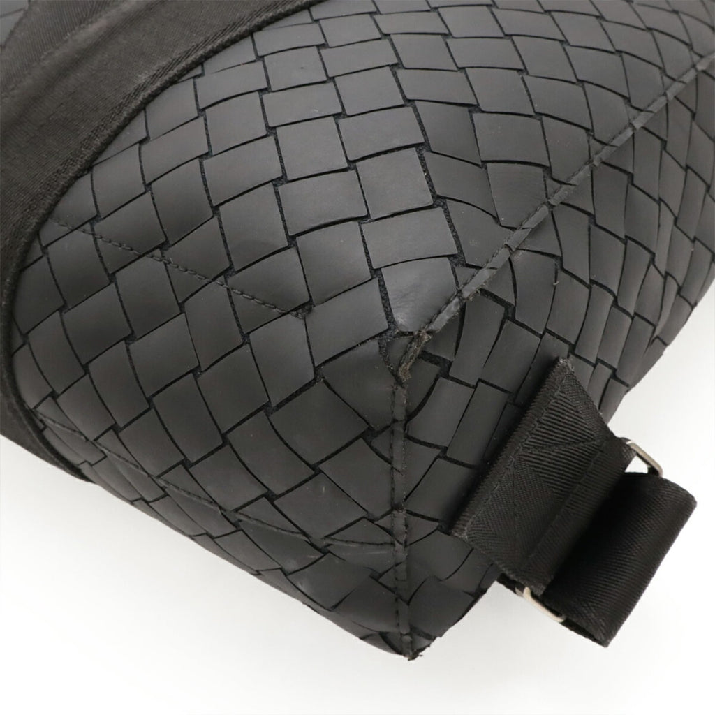 Bottega Veneta Intrecciato Black Rubber Backpack