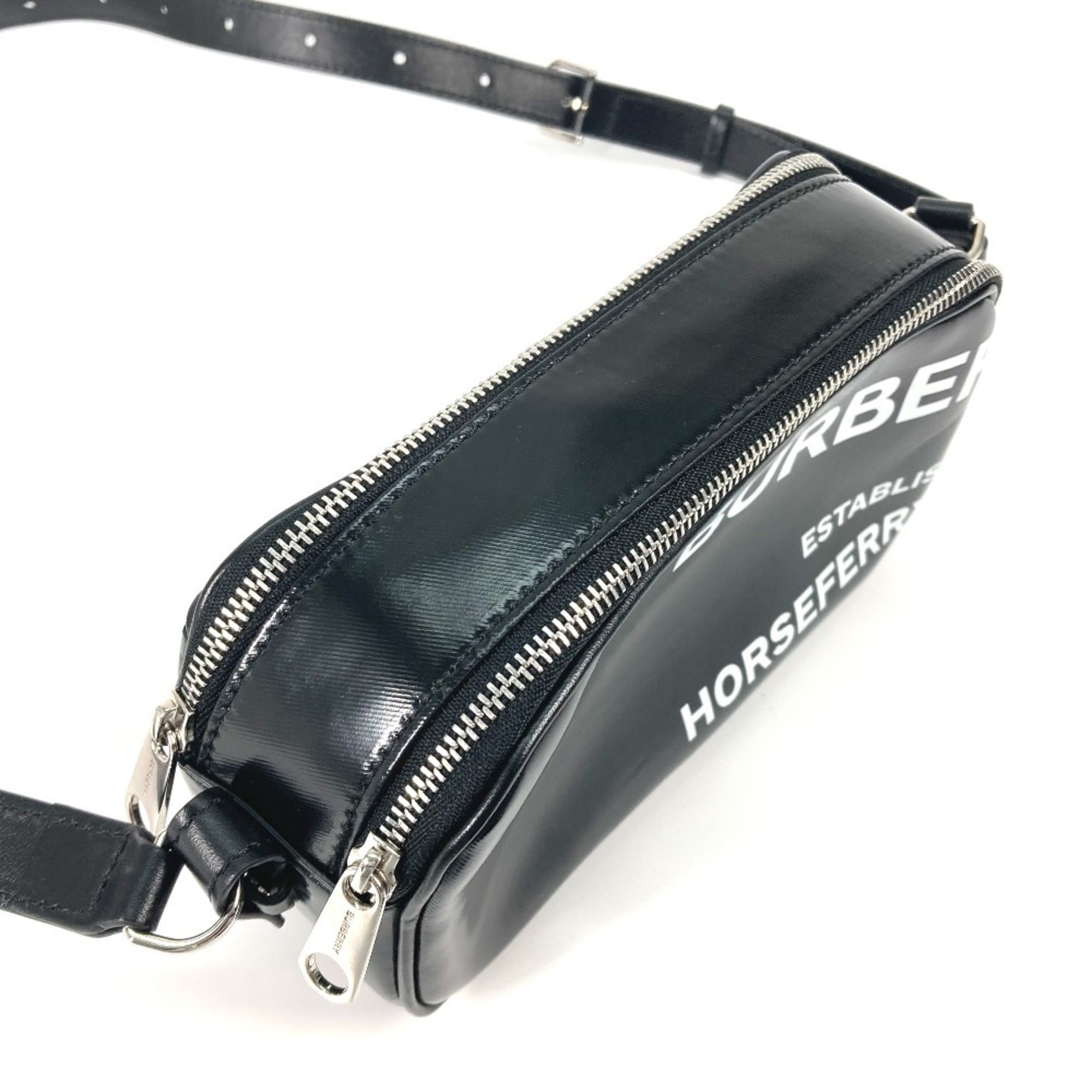 Burberry Black White Leather Shoulder Bag