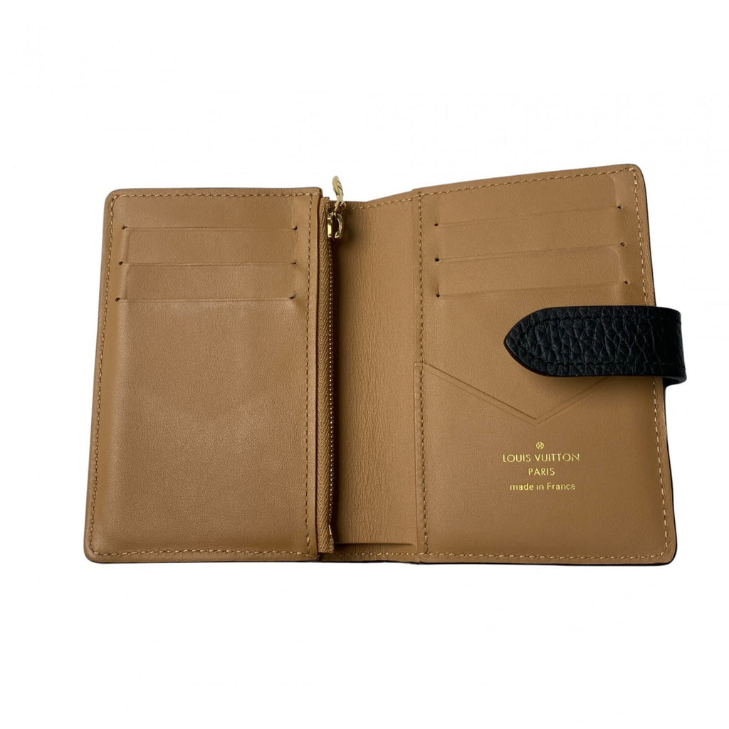 Louis Vuitton Beige Black Leather Wallet
