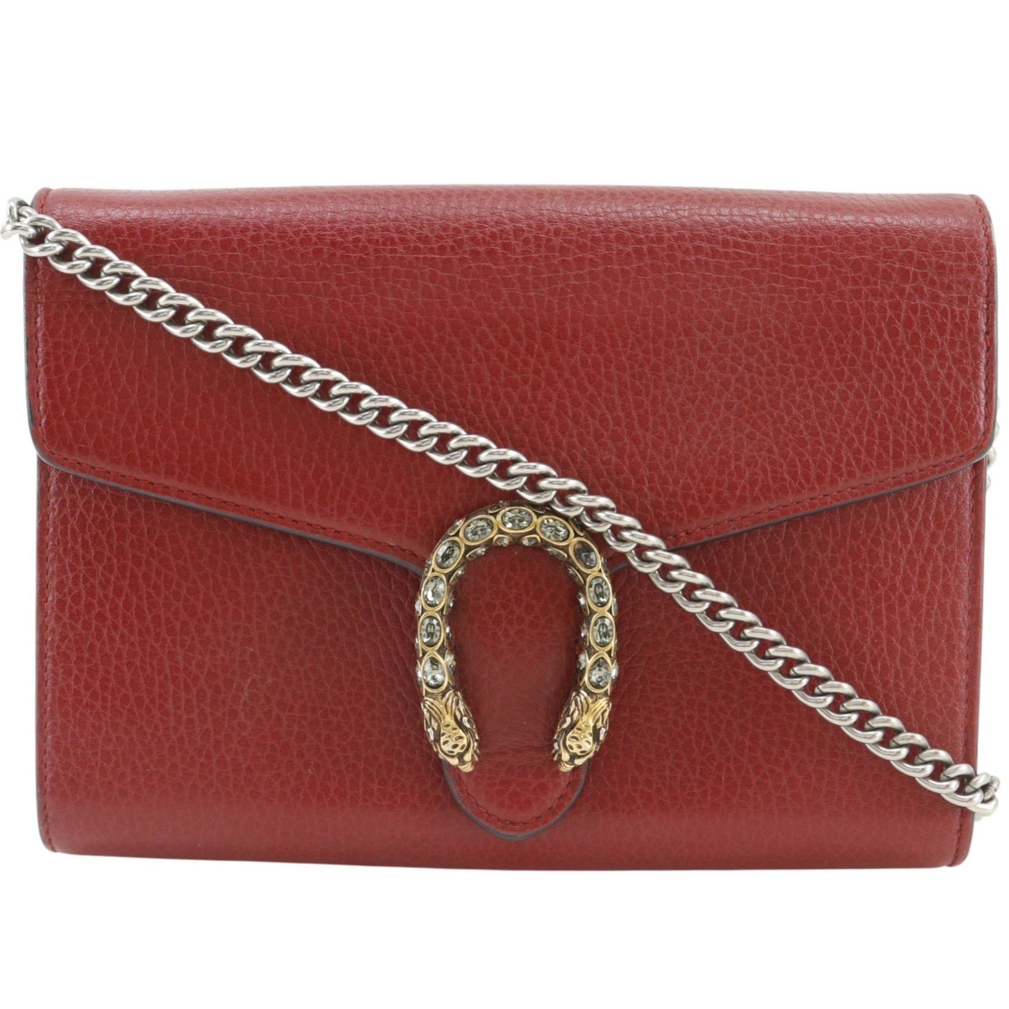 Gucci Red Color Leather Shoulder Bag (Pre-Owned)