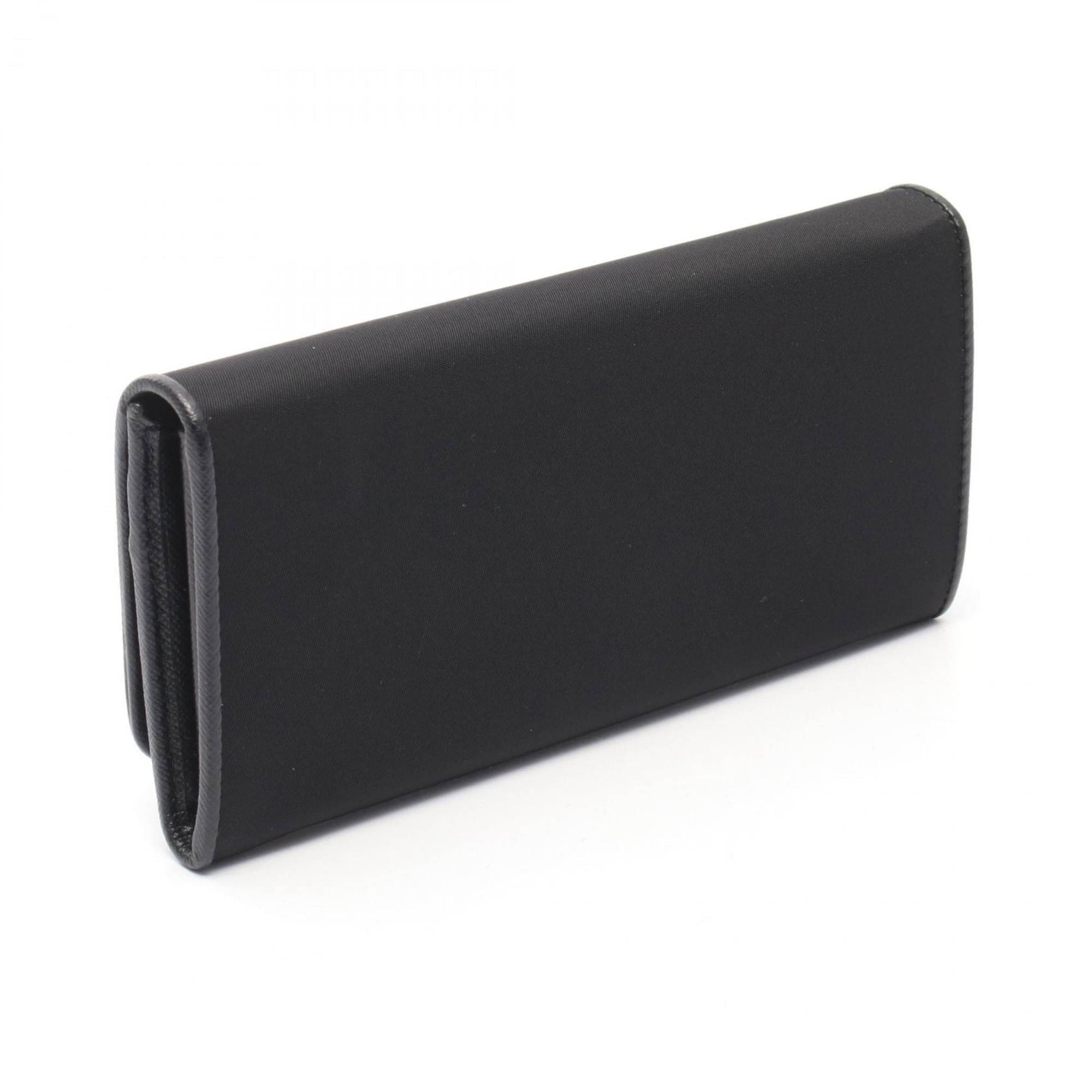 Prada Black Leather Nylon Long Wallet (Bi-Fold)