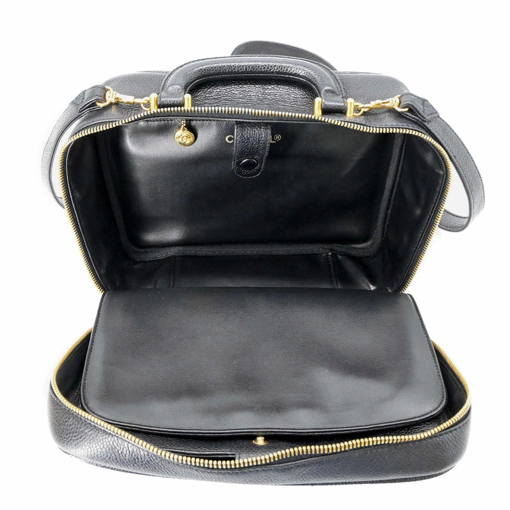 Chanel Black Leather Handbag Vanity Bag