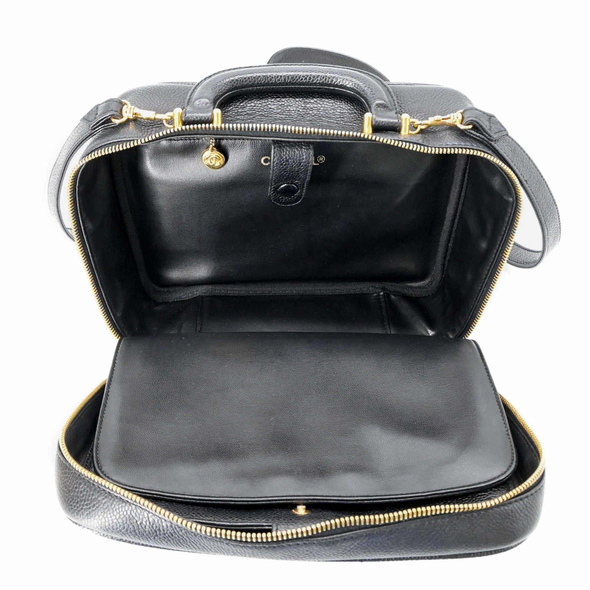 Chanel Black Leather Handbag Vanity Bag