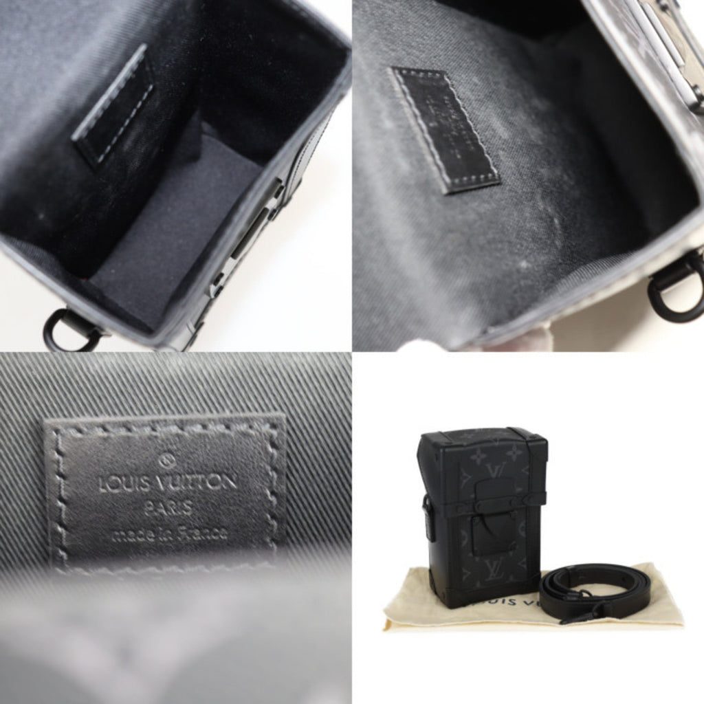 Louis Vuitton Black Gray Leather Pochette Pouch Shoulder Bag