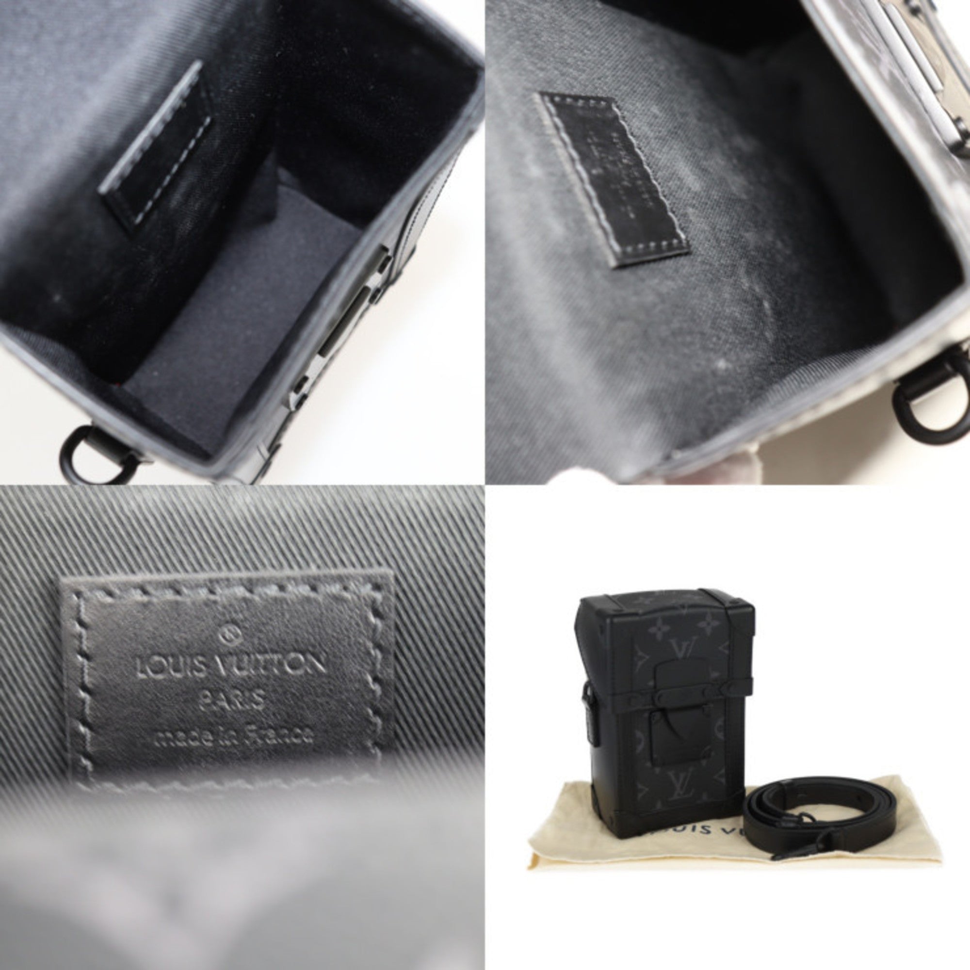 Louis Vuitton Black Gray Leather Pochette Pouch Shoulder Bag