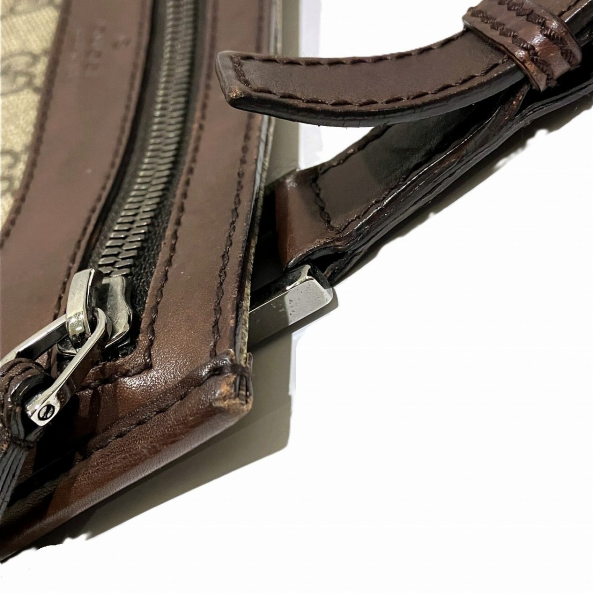 Gucci Beige Brown Pvc Leather Shoulder Bag (Pre-Owned)