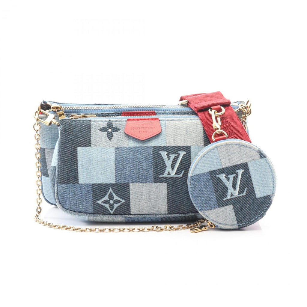 Louis Vuitton Blue Multi-Color Monogram Denim Leather Pochette Shoulder Bag