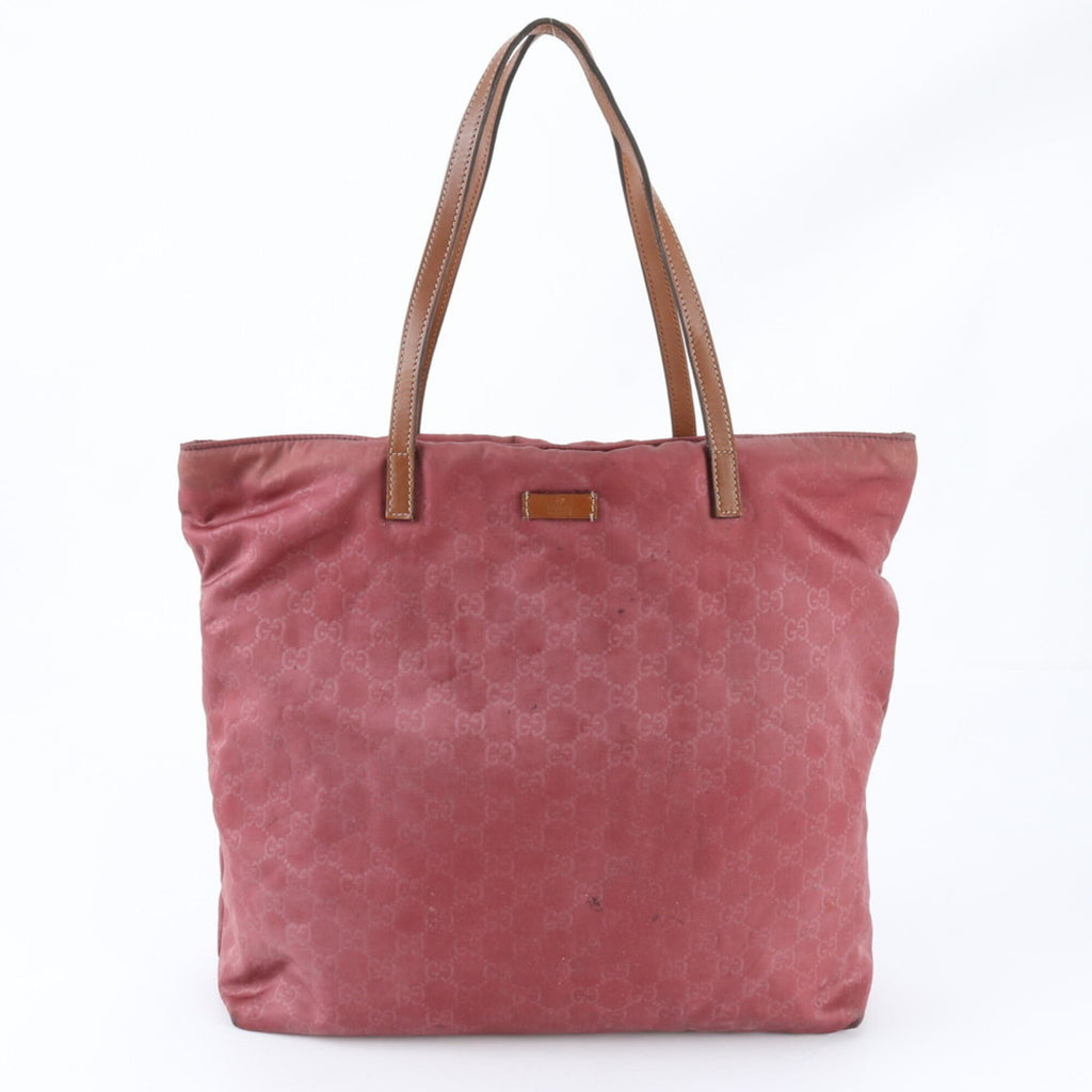 Gucci Red Color Wine Nylon Handbag (Pre-Owned)