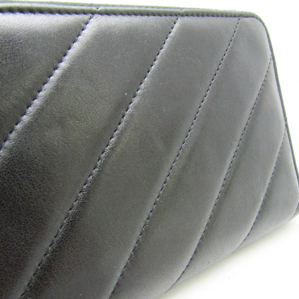 Chanel Black Leather Long Wallet (Bi-Fold)
