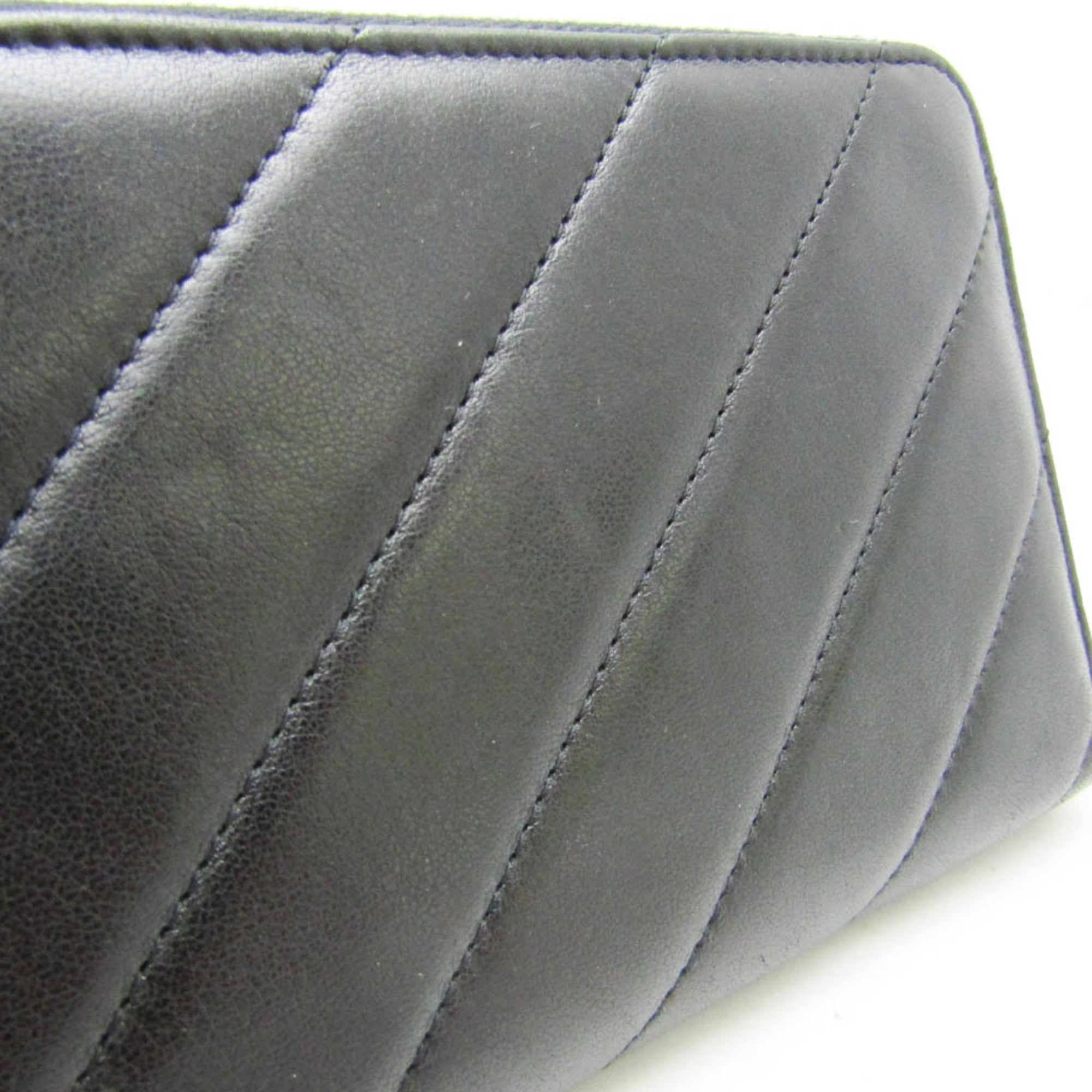 Chanel Black Leather Long Wallet (Bi-Fold)