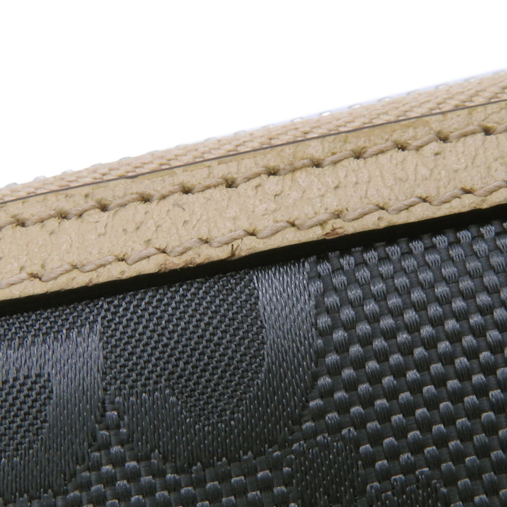 Gucci Beige Gray Nylon Leather Long Wallet (Bi-Fold) (Pre-Owned)