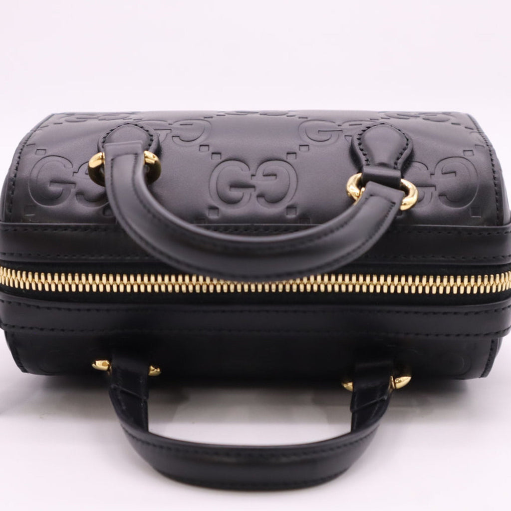 Gucci Black Leather Boston Bag (Pre-Owned)