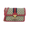 Gucci Beige Red Color Gg Supreme Shoulder Bag (Pre-Owned)