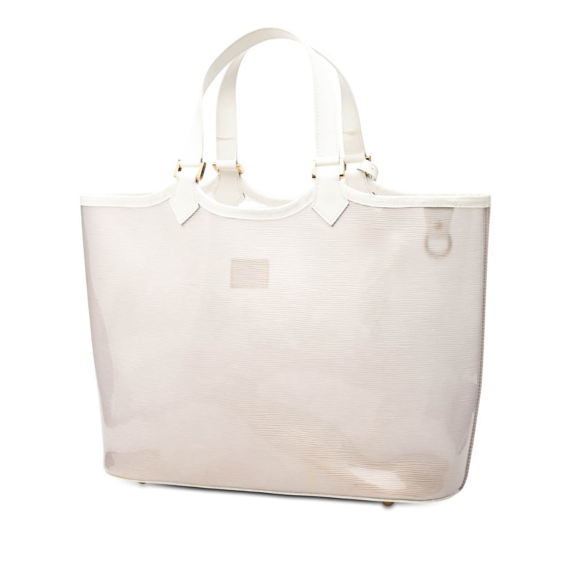 Louis Vuitton Clear White Vinyl Leather Handbag Pouch Tote Bag