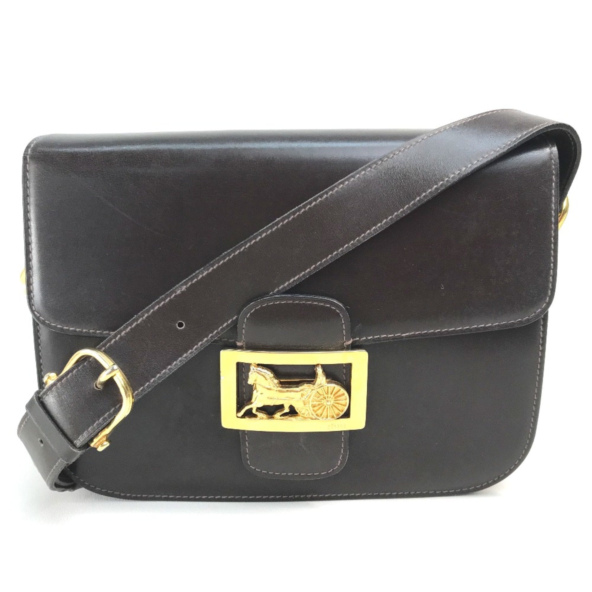 Celine Brown Leather Shoulder Bag