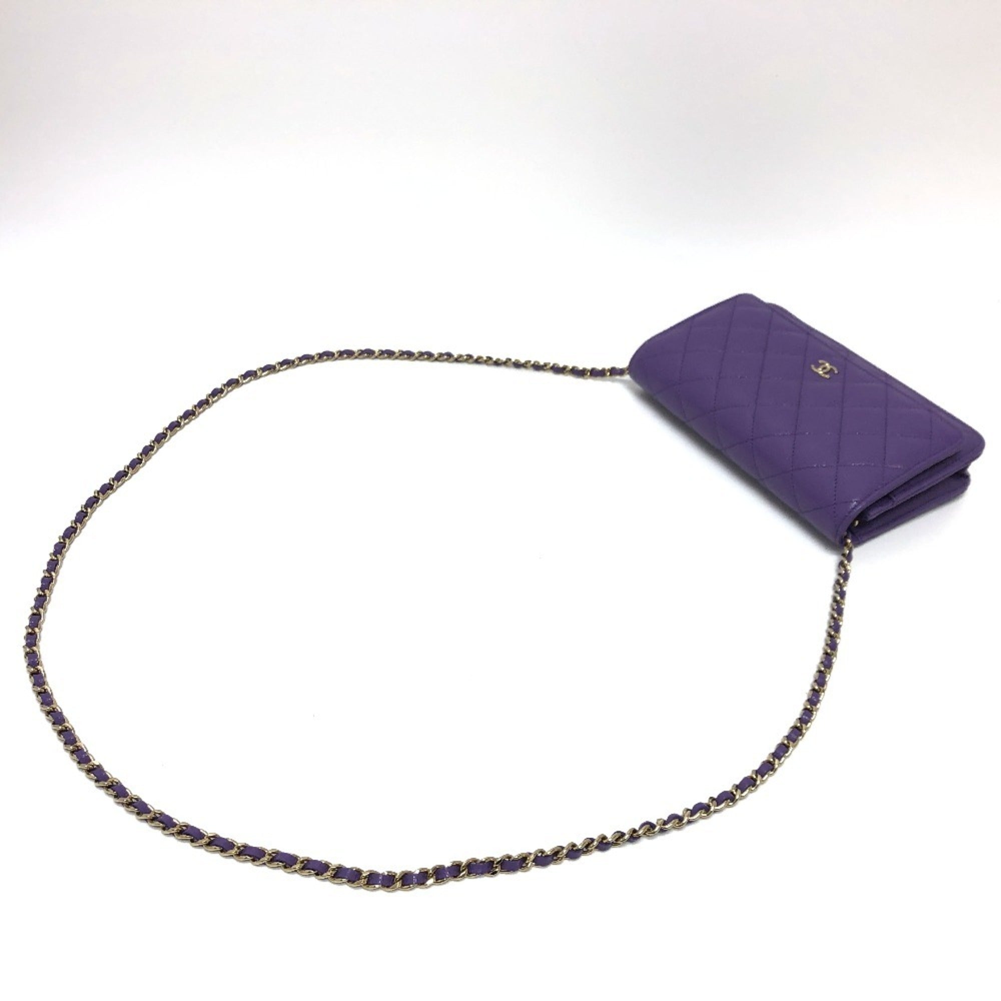 Chanel Matelasse Purple Caviar Leather Shoulder Bag