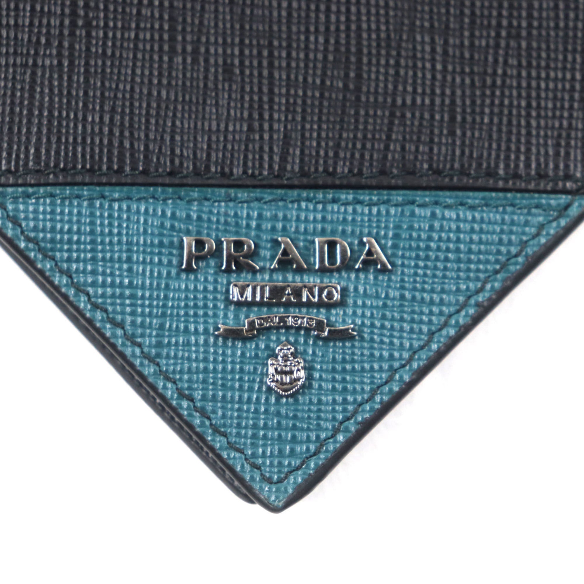 Prada Black Green Saffiano Bill Wallet (Bi-Fold)