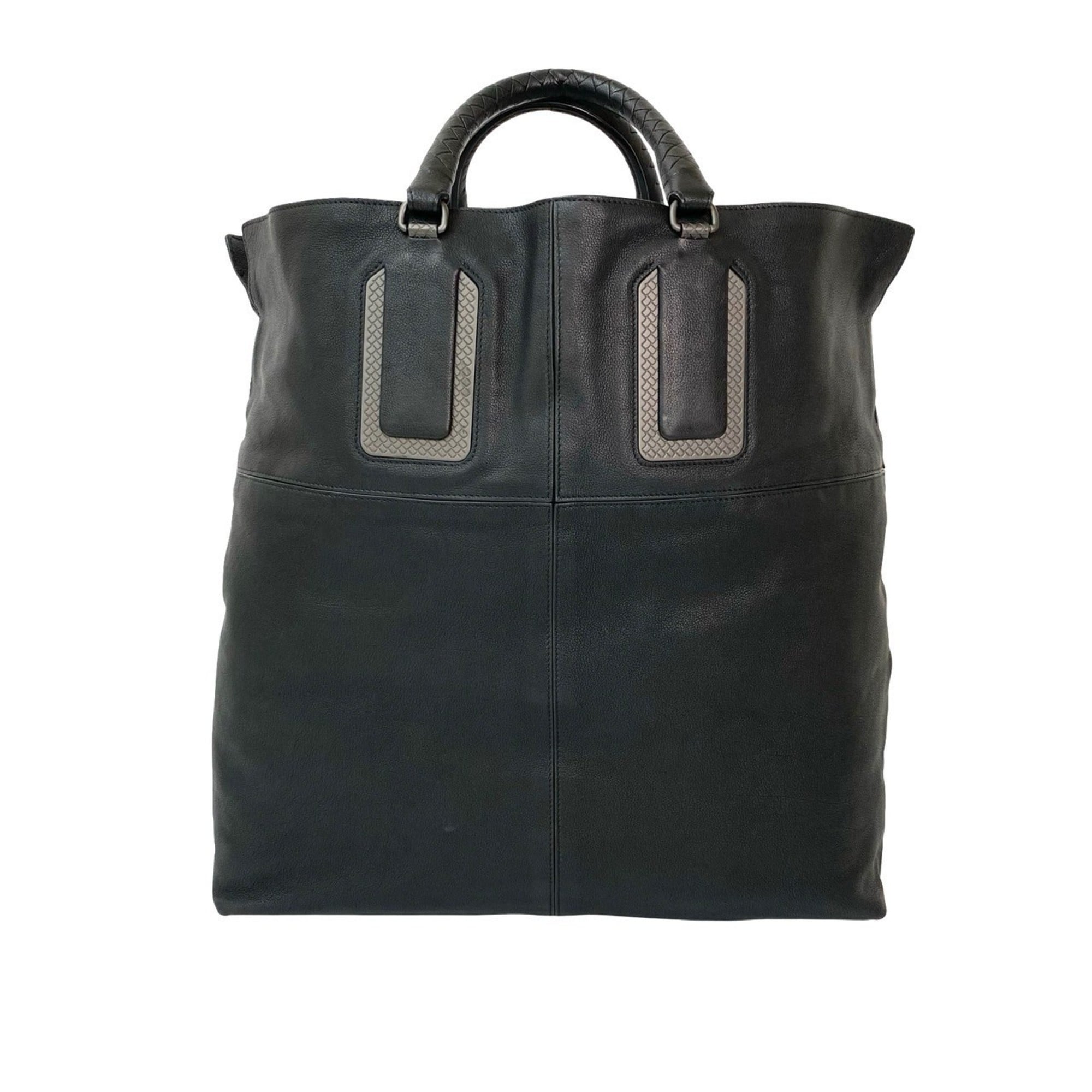 Bottega Veneta Black Leather Handbag Tote Bag